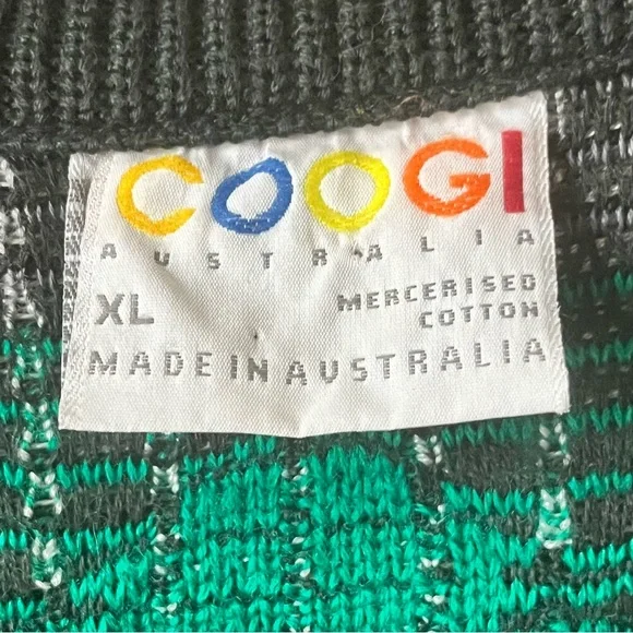 Vintage COOGI Australia Cardigan Sweater XL Multicolor Textured Knit Hip Hop 90s - Picture 8 of 8